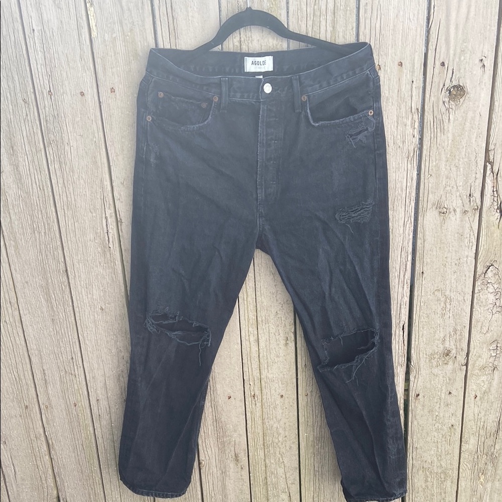 Agolde Women's Distressed Jeans - Dark Gray